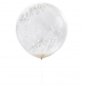 Conj. 3 balões  92cm Confetis Brancos